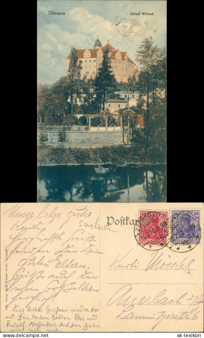 Ansichtskarte Zschopau Schloss Wildeck - Straße Spedition 1920 - Zschopau