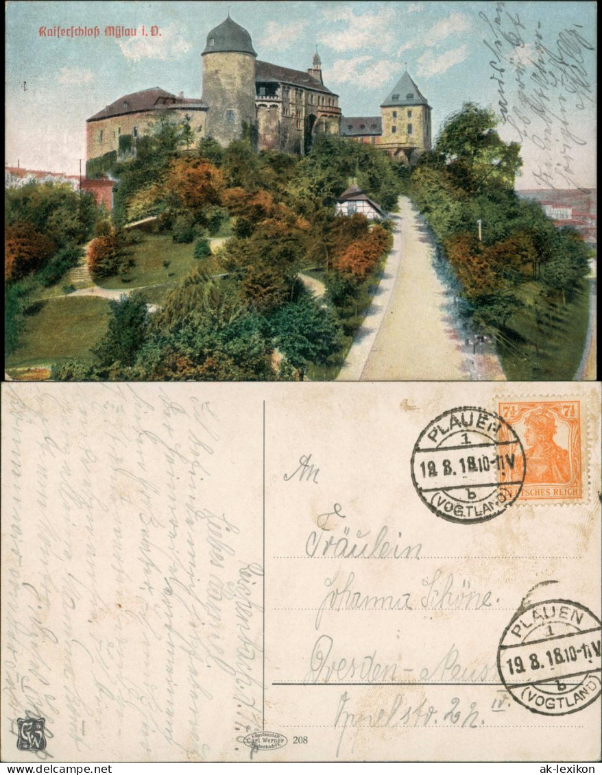 Mylau Burg Mylau - Kaiserschloss Kaiser Schloss 1918   Gelaufen Stempel PLAUEN - Mylau