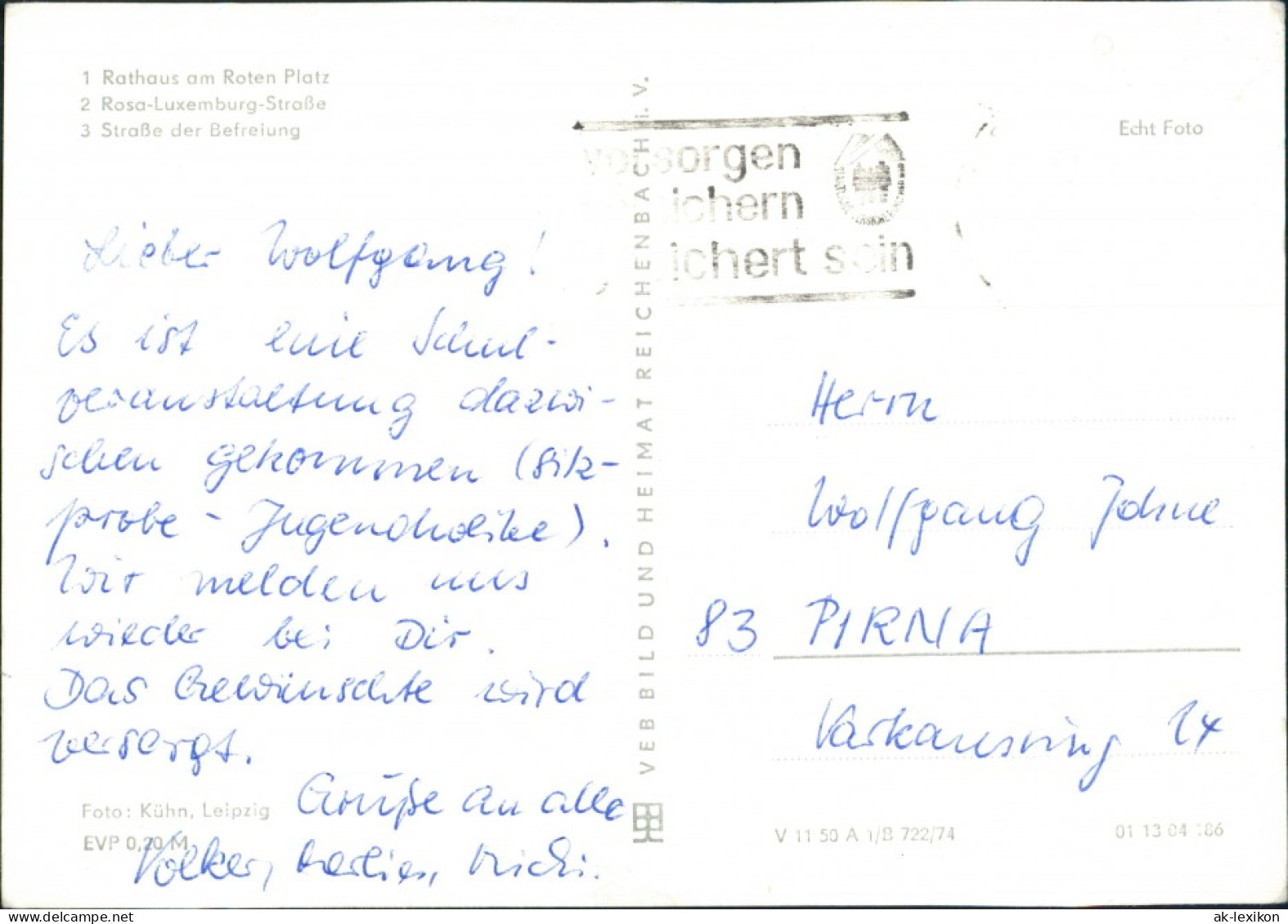 Ansichtskarte Döbeln Roter Platz, Rosa Luxemburg Straße 1974 - Doebeln