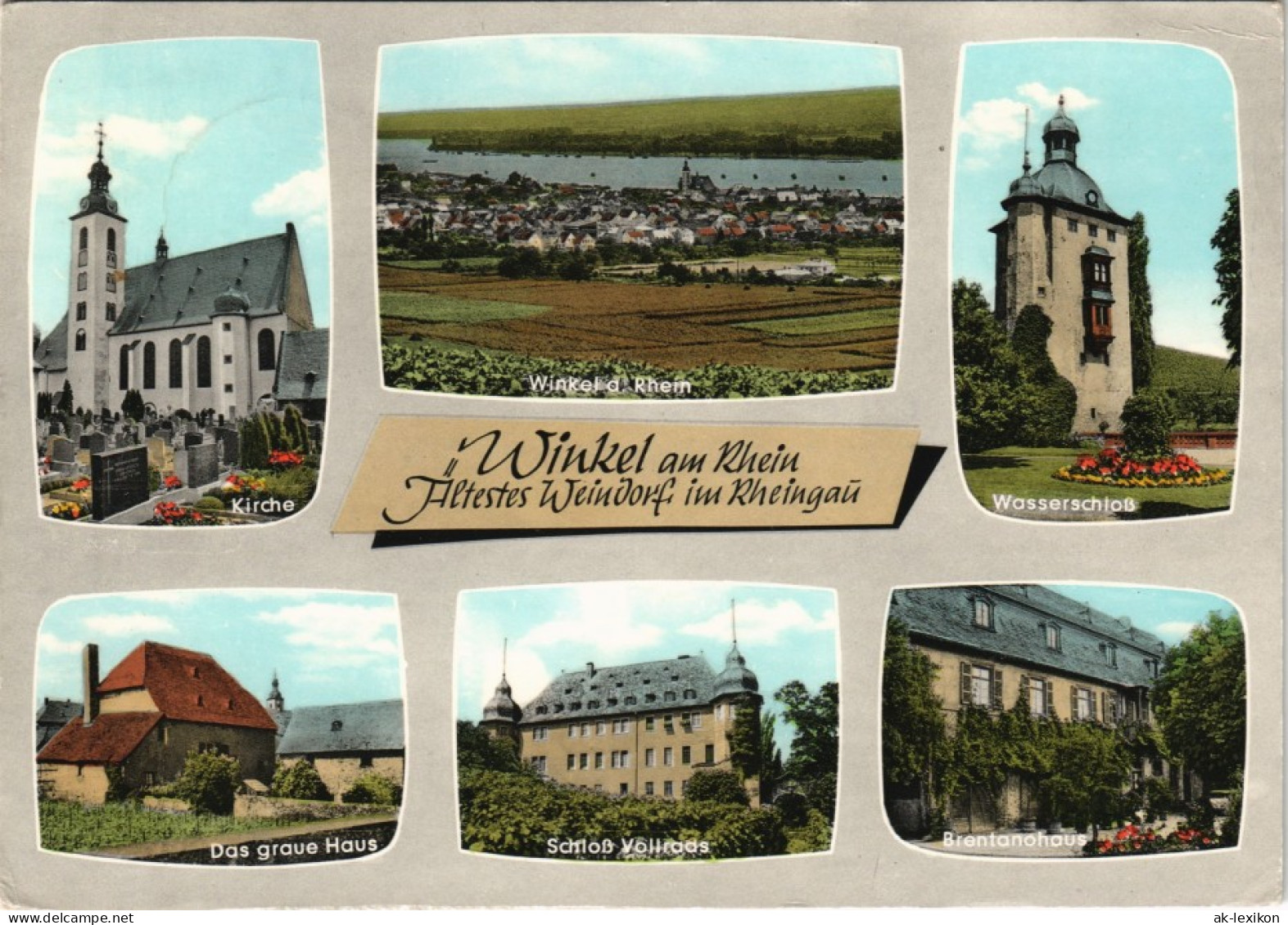 Ansichtskarte Oestrich-Winkel MB: Stadt, Kirche, Schloß 1966 - Oestrich-Winkel