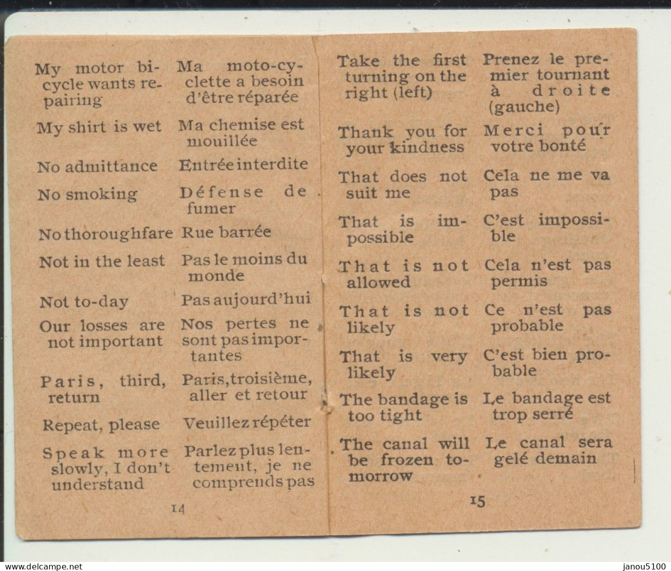 VIEUXPAPIERS    PETIT CALENDRIER /  DICO POUR LES TROUPES ANGLAISES ---GUERRE   14-18. - Petit Format : 1901-20