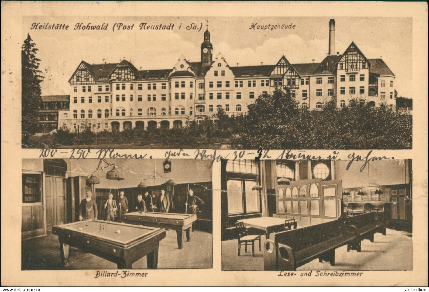 Hohwald (Sachsen) 3 Bild Heilstätte Billard Zimmer Lesezimmer 1925 - Hohwald (Sachsen)