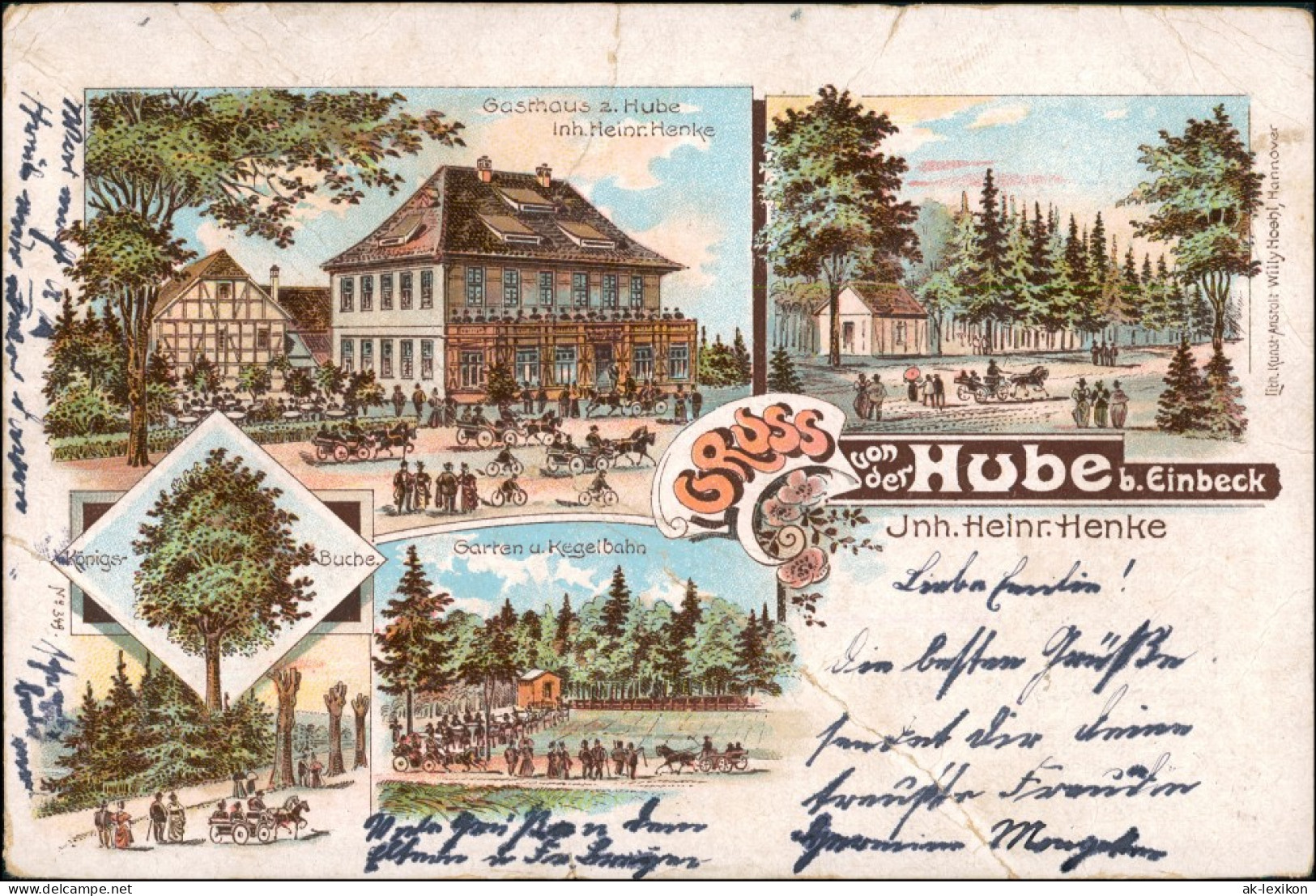 Ansichtskarte Litho AK Einbeck Gruss Von Der Hube Gasthaus MB 1898 - Einbeck