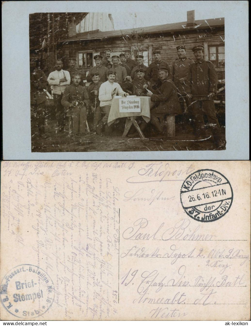 Dünaburg Daugpilis/Dźwińsk/Двинск Pfingsten Soldaten Haus WK1 1916 Privatfoto - Lettland