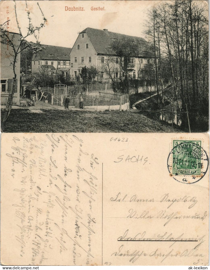 Ansichtskarte Lommatzsch Daubnitz Gasthaus 1909 - Lommatzsch