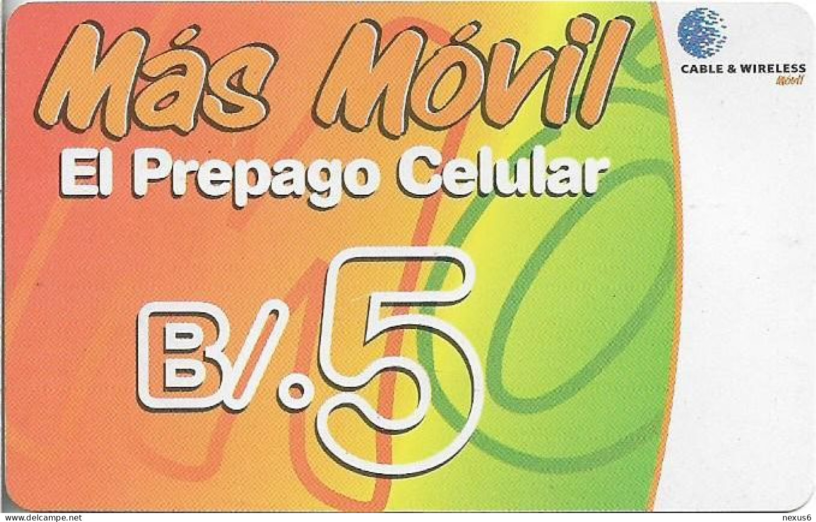 Panama - C&W - Mas Movil. White Edge, 10.2003, GSM Refill 5B, Used - Panamá