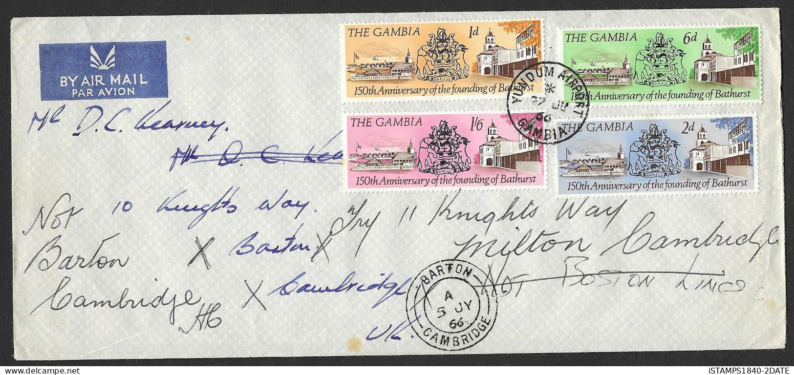 00467/ The Gambia 1966 Cover Full Set 150th Anniversary Of The Founding Of Bathurst - Gambia (1965-...)