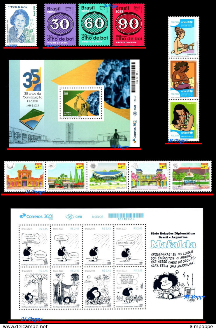 Ref. BR-Y2023 BRAZIL 2023 - ALL STAMPS ISSUED,FULL YEAR, ALL MNH, FULL YEAR 56V - Full Years