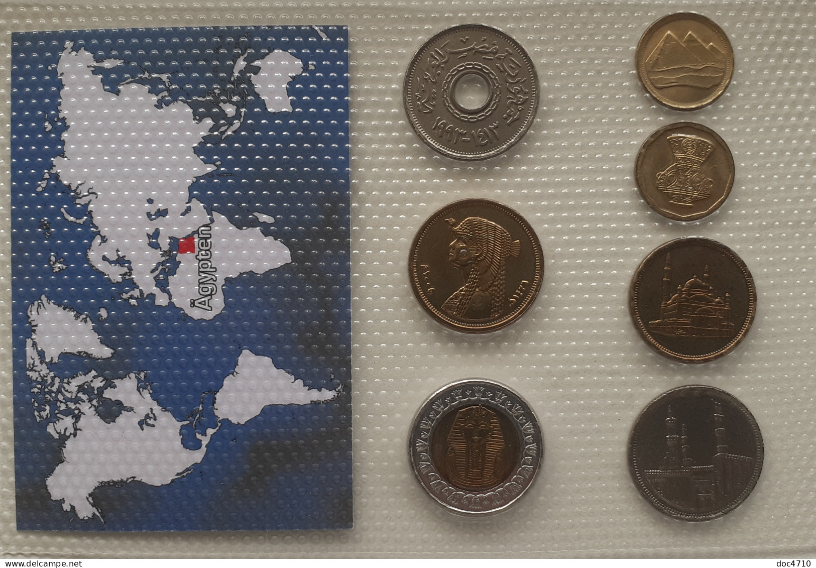 Egypt 1,5,10,20,25,50 Qirsh/piastres; 1 Pound 1984-2007, Set 7, Unc Sealed. - Egypte