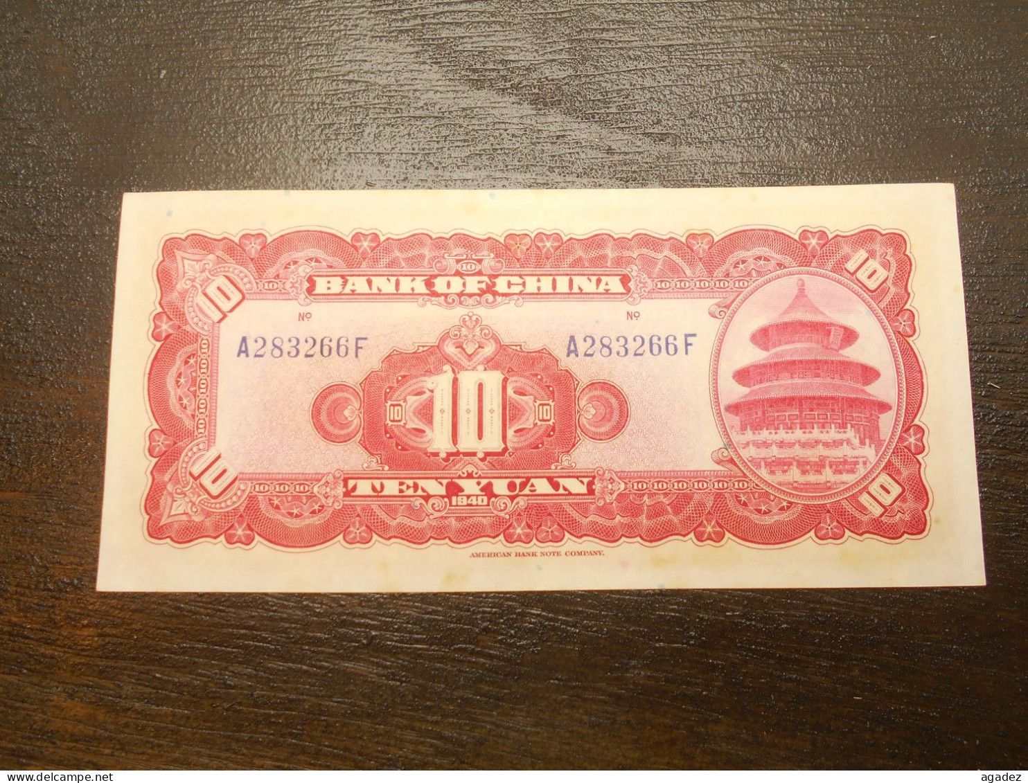 Ancien Billet De Banque Chinois Chine  China 10 Yuan 1940 - China