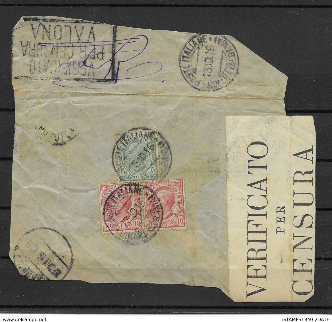 00472/ Italy 1916 Air Mail Cover Front/Back 25c Rate - Oblitérés