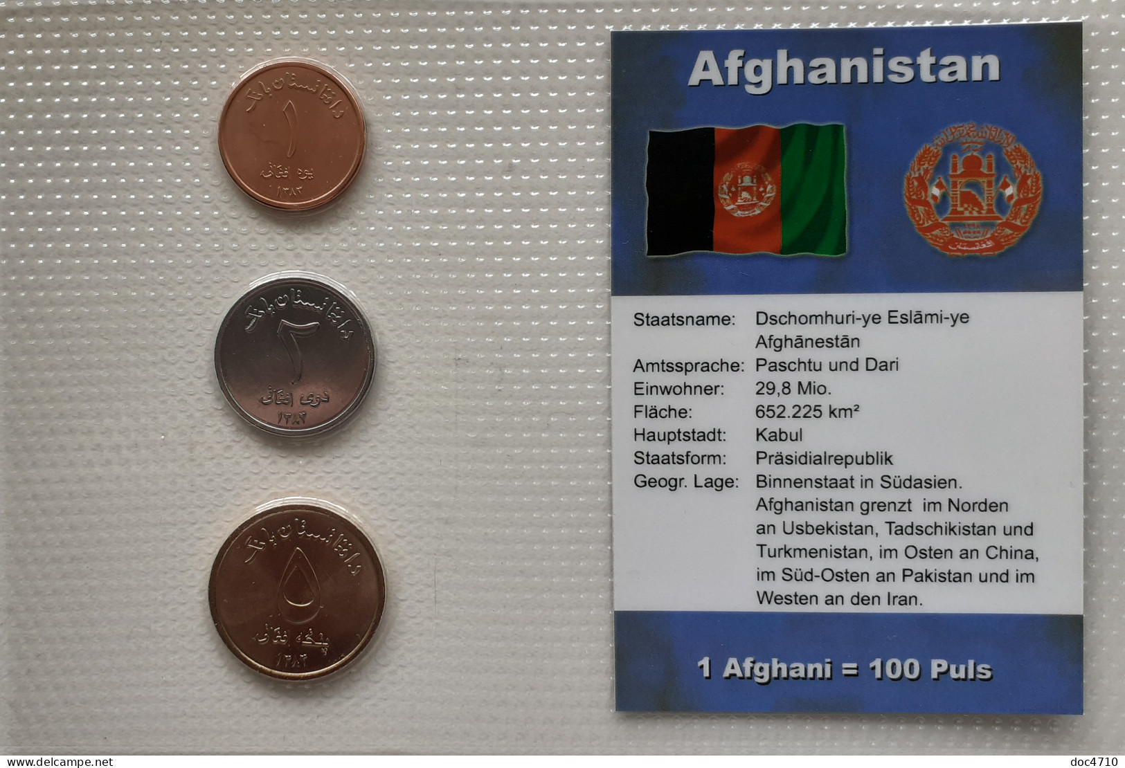 Afghanistan 1, 2, 5 Afghanis 2004-SH1383, Set 3, Unc Sealed - Afganistán