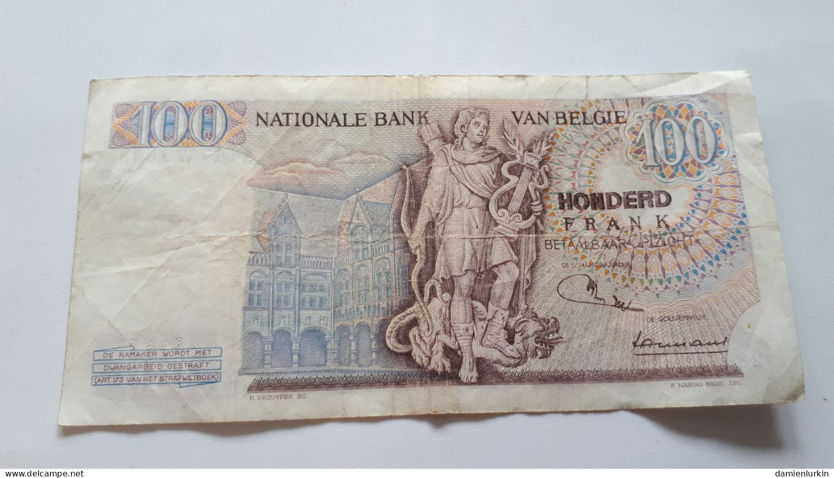 BELGIQUE/BELGIE/BELGIUM 1970 100 FRANCS LOMBARD 16.04.70 VAN DE PUTTE-JORDENS P-134b SERIAL NUMBER TYPE II 1147 W 1638 - 100 Francs