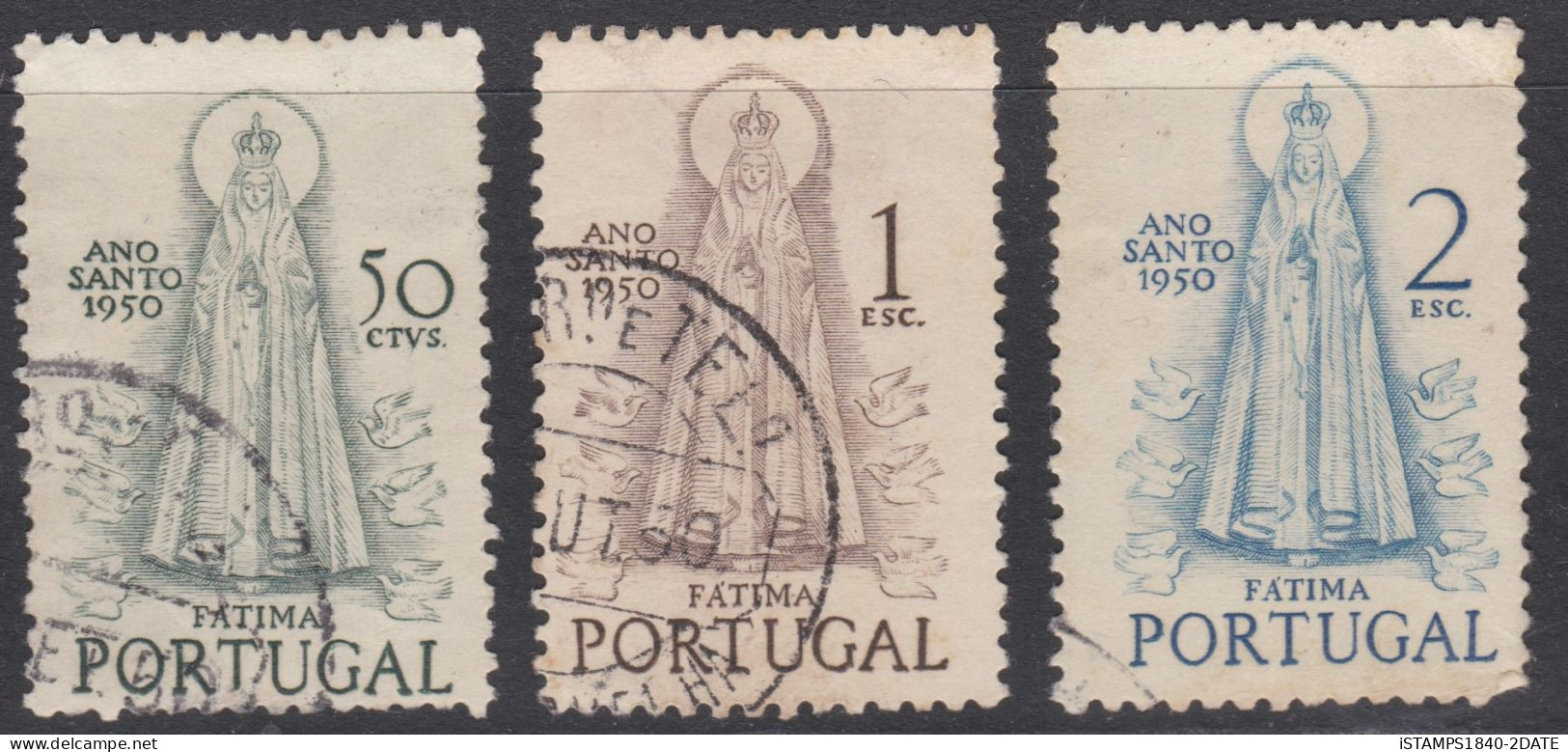00477/ Portugal 1950 Sg1035/7 Short Set Of 3 Used Our Lady Of Fatima - Usado