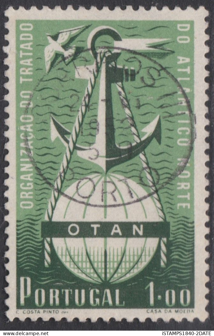 00484/ Portugal 1952 Sg1065 1e Green & Deep Green Fine Cds Used 3rd Anniversary Of Nato - Unused Stamps