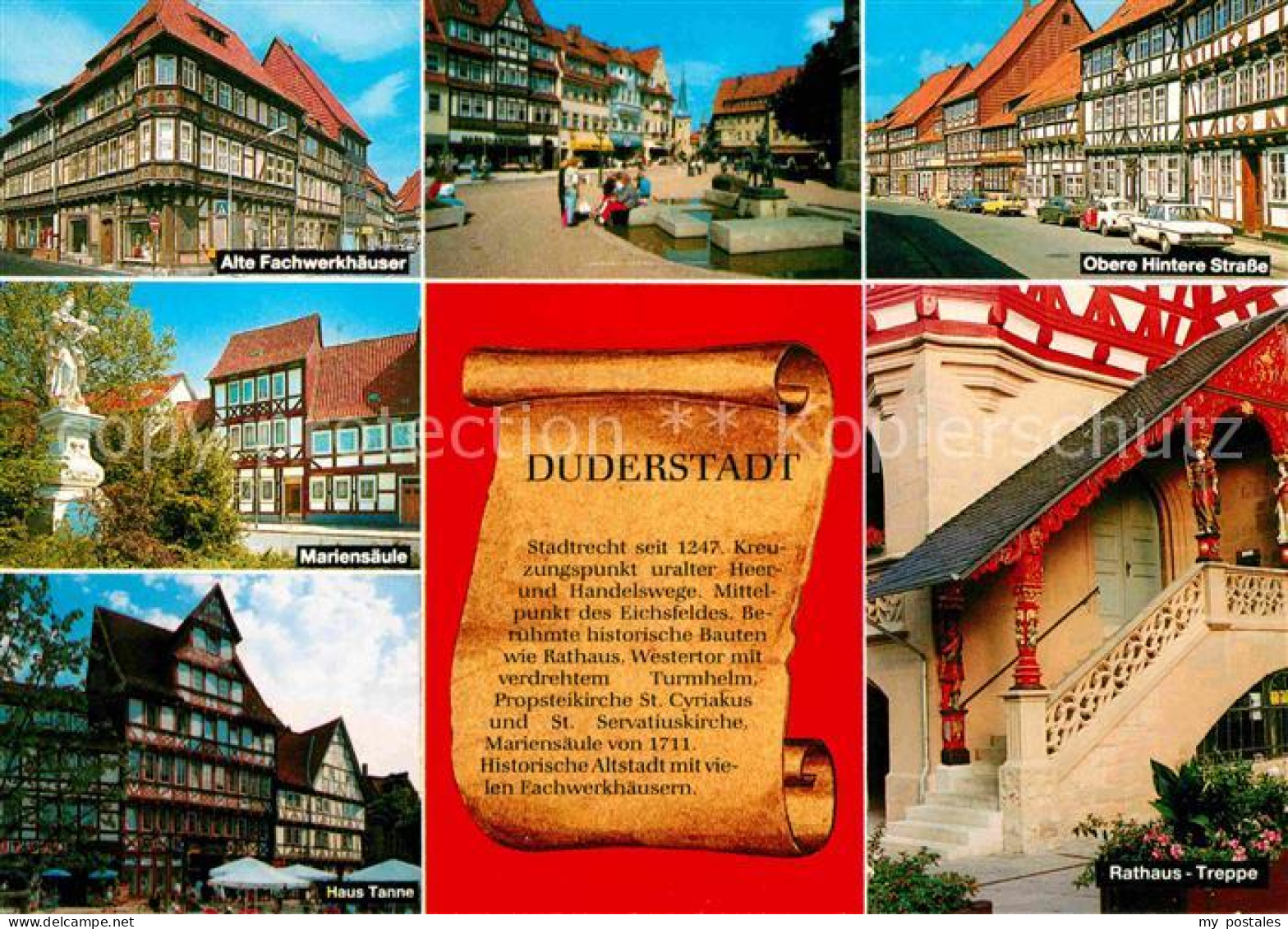 72655743 Duderstadt Obere Hintere Strasse Rathaus-Treppe Haus-Tanne Mariensaeule - Duderstadt