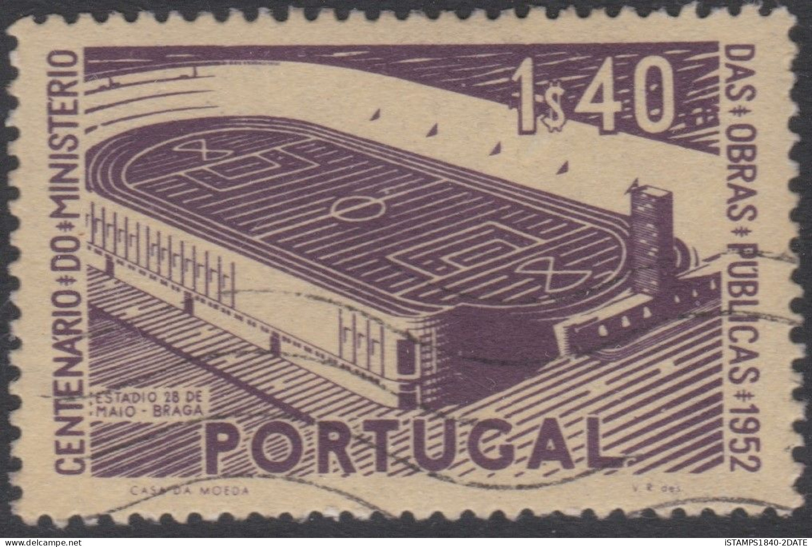 00487/ Portugal 1952 Sg1072 1.40e Lilac On Stone Fine Used Ministry Of Public Works Cv £7 - Ongebruikt