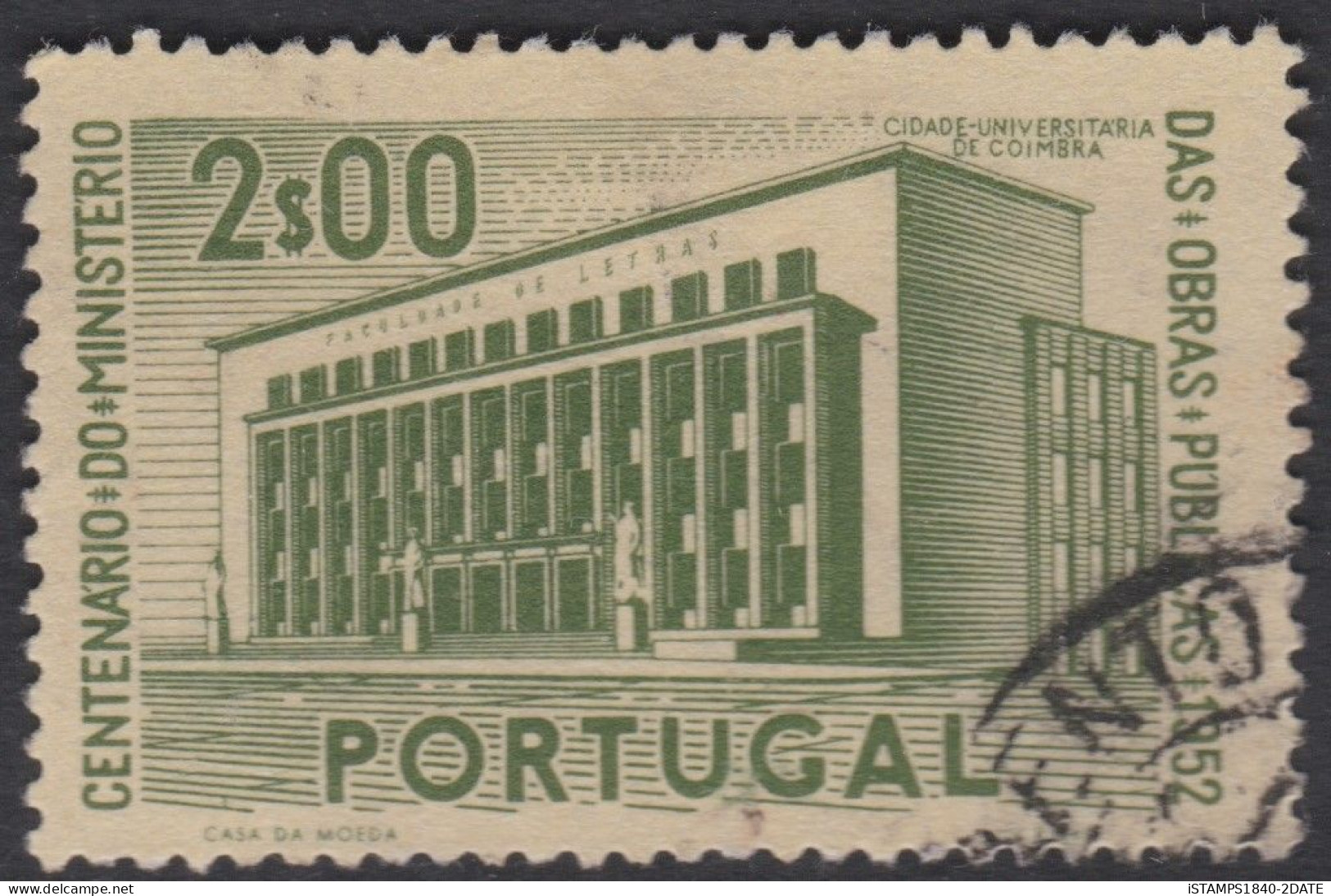 00488/ Portugal 1952 Sg1073 2e Green On Stone Fine Used Ministry Of Public Works Cv £4.50 - Nuovi