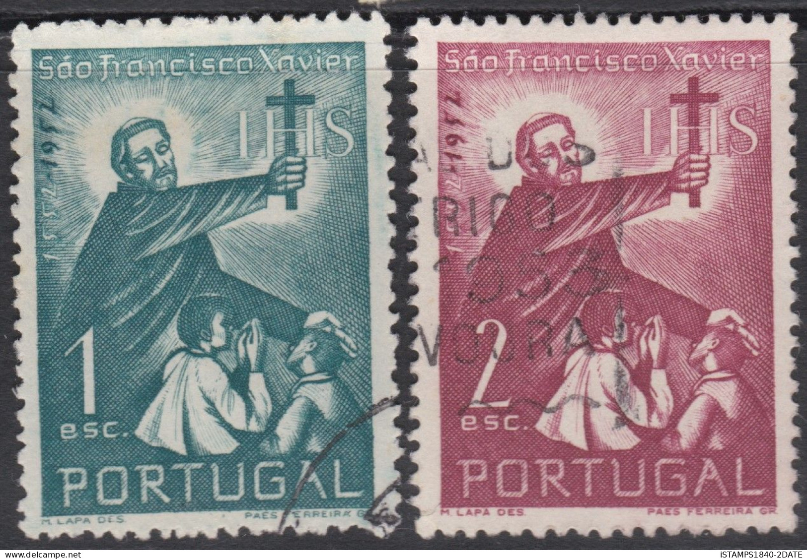 00490/ Portugal 1952 Sg1075/76 Fine Used Short Set Of 2 4th Death Centenary Of St Frances Xavier - Ungebraucht