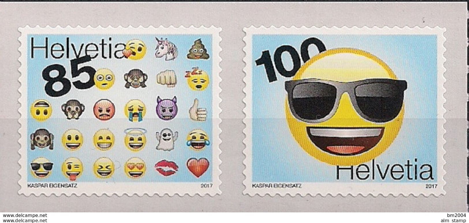 2017 Schweiz Mi. 2503-4 **MNH  Emojis. - Unused Stamps