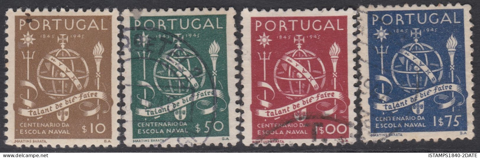 00493/ Portugal 1945 Sg985/9 Fine Used Set Of 4 Naval School Centenary Cv £7+ - Oblitérés