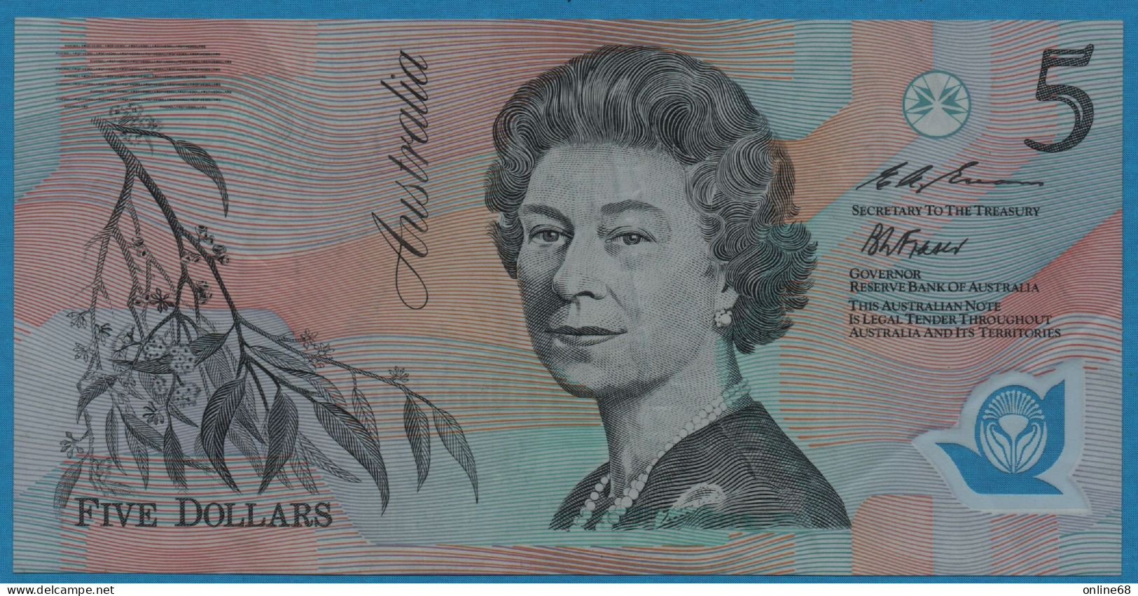 AUSTRALIA 5 DOLLARS 1993 # CJ93696066 P# 50 Elizabeth II Polymer - 1992-2001 (polymeerbiljetten)