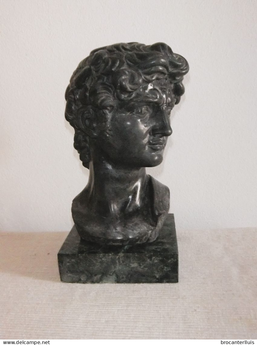 BUSTO DE DAVID De MIGUEL ANGEL EN PIEDRA NEGRA - Art Nouveau / Art Deco