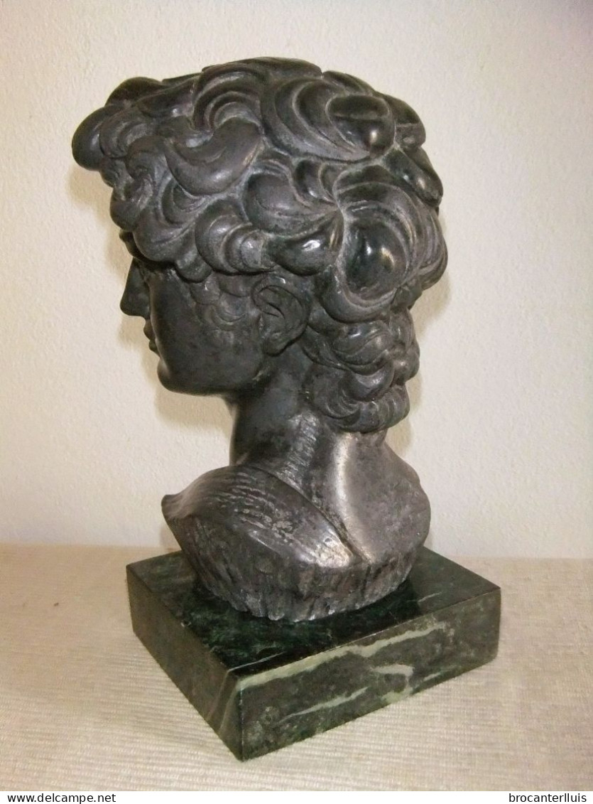 BUSTO DE DAVID De MIGUEL ANGEL EN PIEDRA NEGRA - Art Nouveau / Art Déco