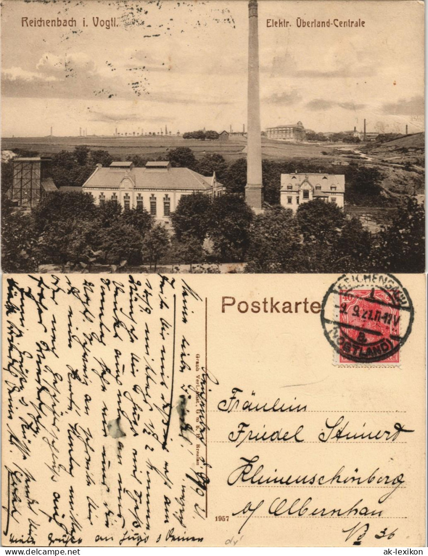 Ansichtskarte Reichenbach (Vogtland) Elektrische Überland-Zentrale 1921 - Reichenbach I. Vogtl.