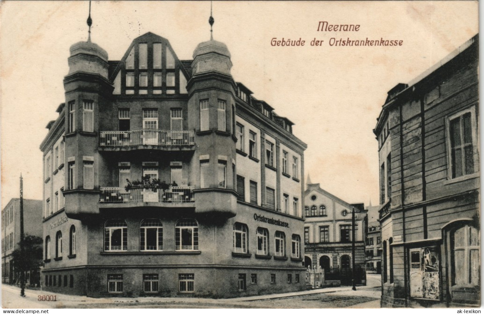 Ansichtskarte Meerane Gebäude Der Ortskrankenkasse, Straße 1913 - Meerane