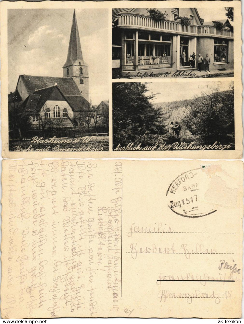 Blasheim (Westfalen)-Lübbecke (Westfalen) Kirche, Geschäft, Umland 1929 - Luebbecke