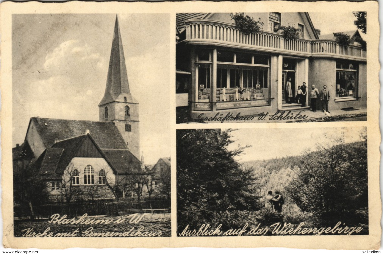 Blasheim (Westfalen)-Lübbecke (Westfalen) Kirche, Geschäft, Umland 1929 - Luebbecke