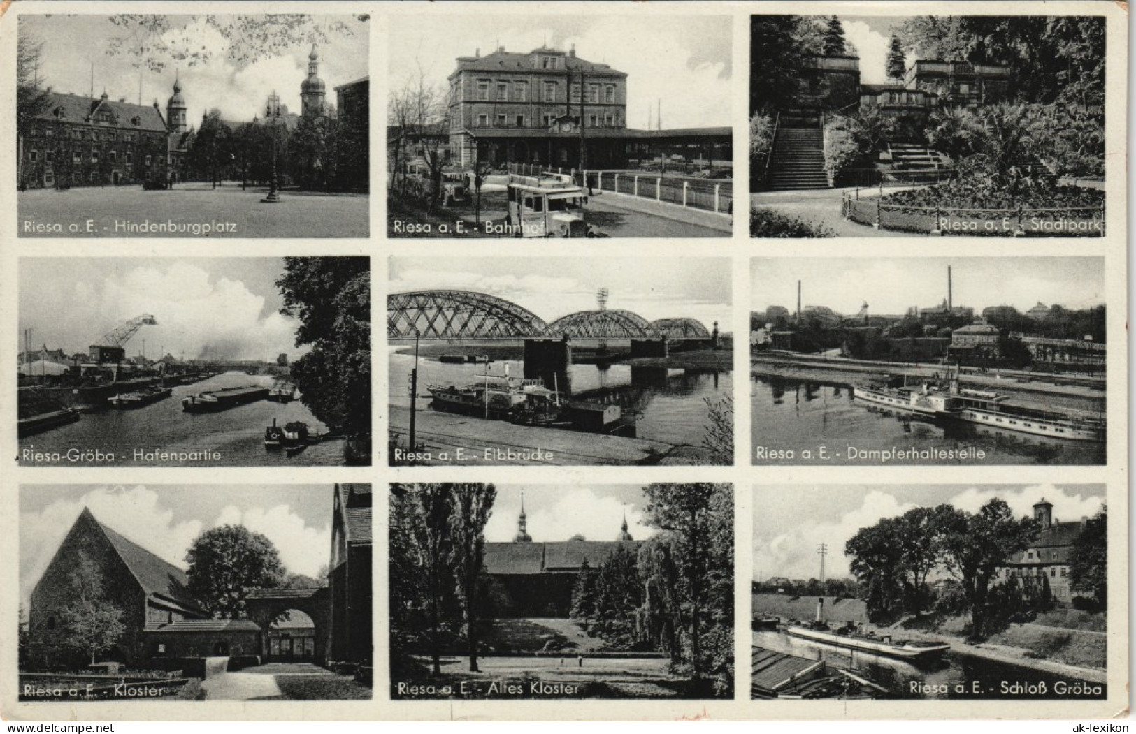 Ansichtskarte Gröba-Riesa Hafen, Plätze, Brücken 1937 - Riesa