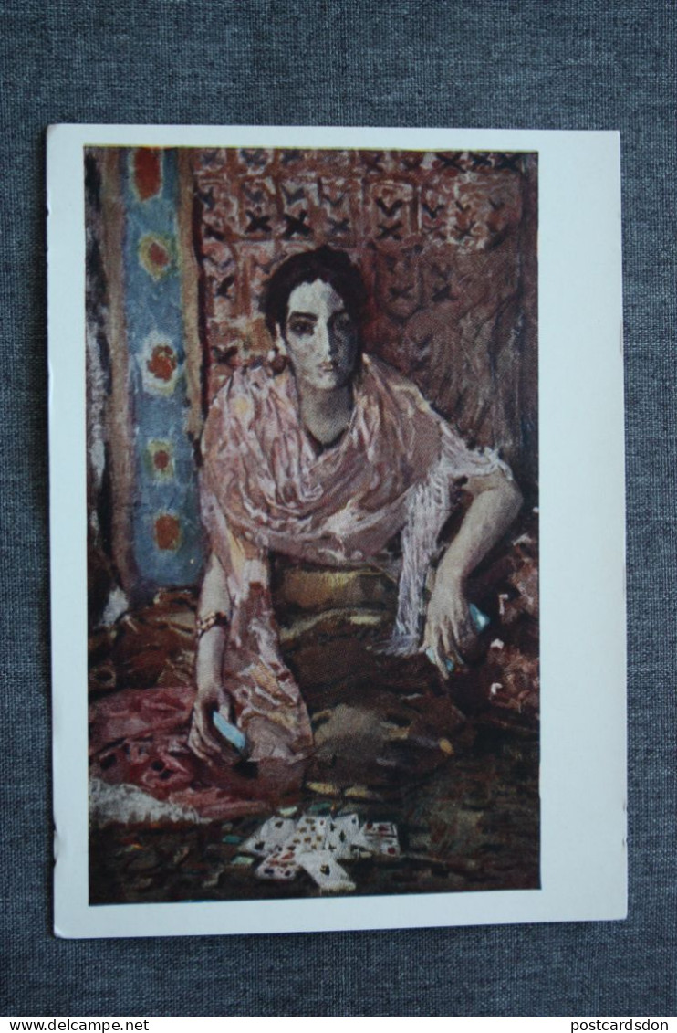 Old USSR Postcard - Wrubel "Fortune Teller"  Gipsy (gypsy) - Romani - Old Pc 1962 - RARE! Playing Cards - Spielkarten