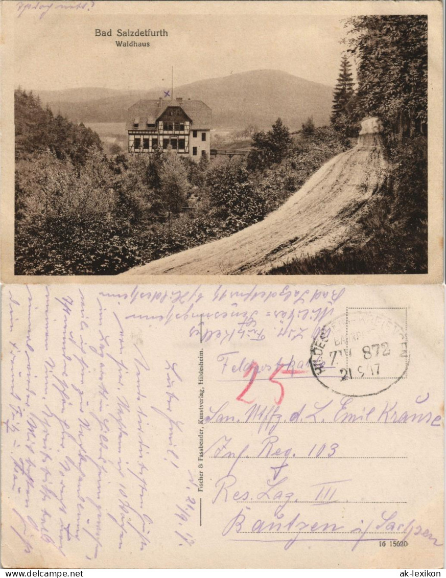 Ansichtskarte Bad Salzdetfurth Partie Am Waldhaus Gel. Bahnpost 1917 - Bad Salzdetfurth