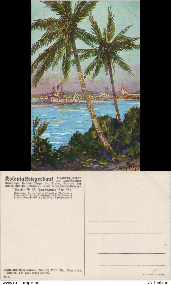 Postcard Daressalam Stadt Hafen Kriegsschiff DSWA Kolonie 1917 - Tanzanie