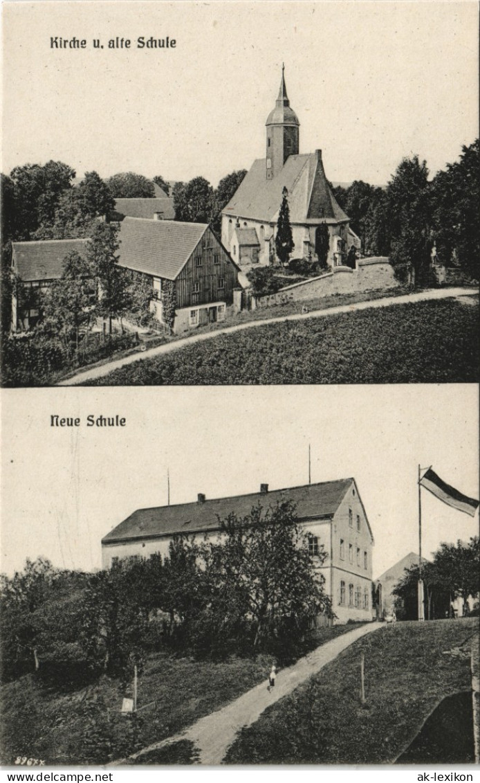 Dittmannsdorf-Reinsberg (Sachsen) 2 Bild Kirche, Alte Schule, Neue Schule 1917 - Reinsberg (Sachsen)