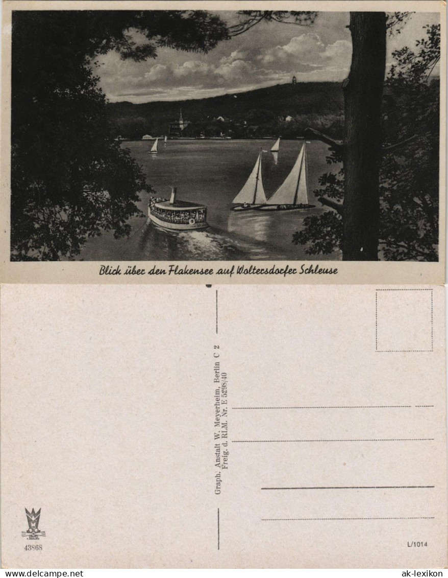 Ansichtskarte Woltersdorf Woltersdorfer Schleuse, Falkensee Dampfer 1940 - Woltersdorf