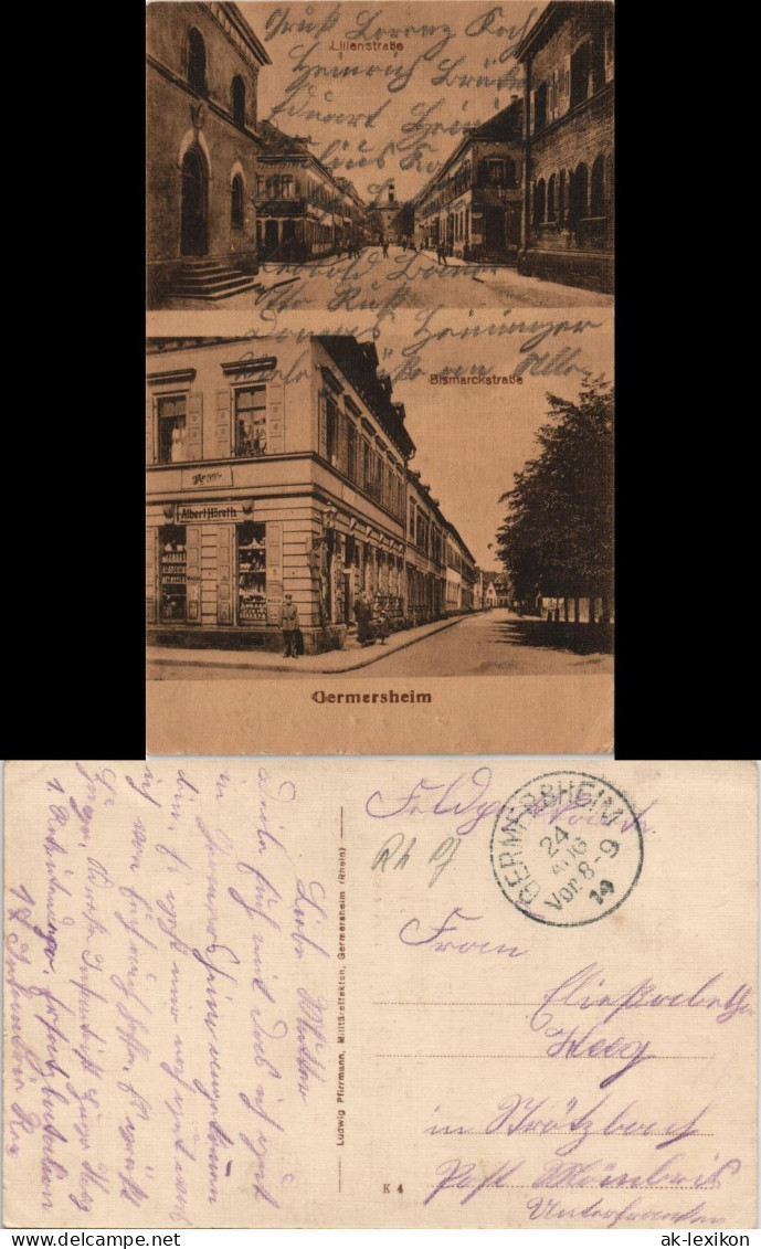 Ansichtskarte Germersheim Lilienstraße, Bismarckstraße - 2 Bild 1919 - Germersheim