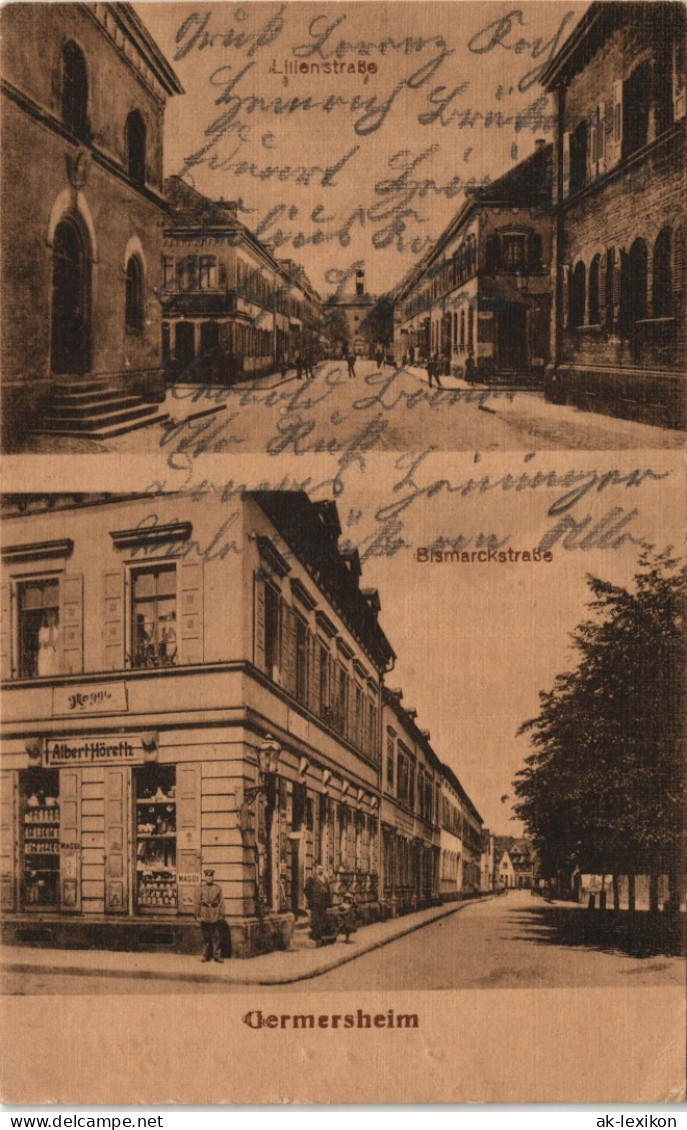 Ansichtskarte Germersheim Lilienstraße, Bismarckstraße - 2 Bild 1919 - Germersheim