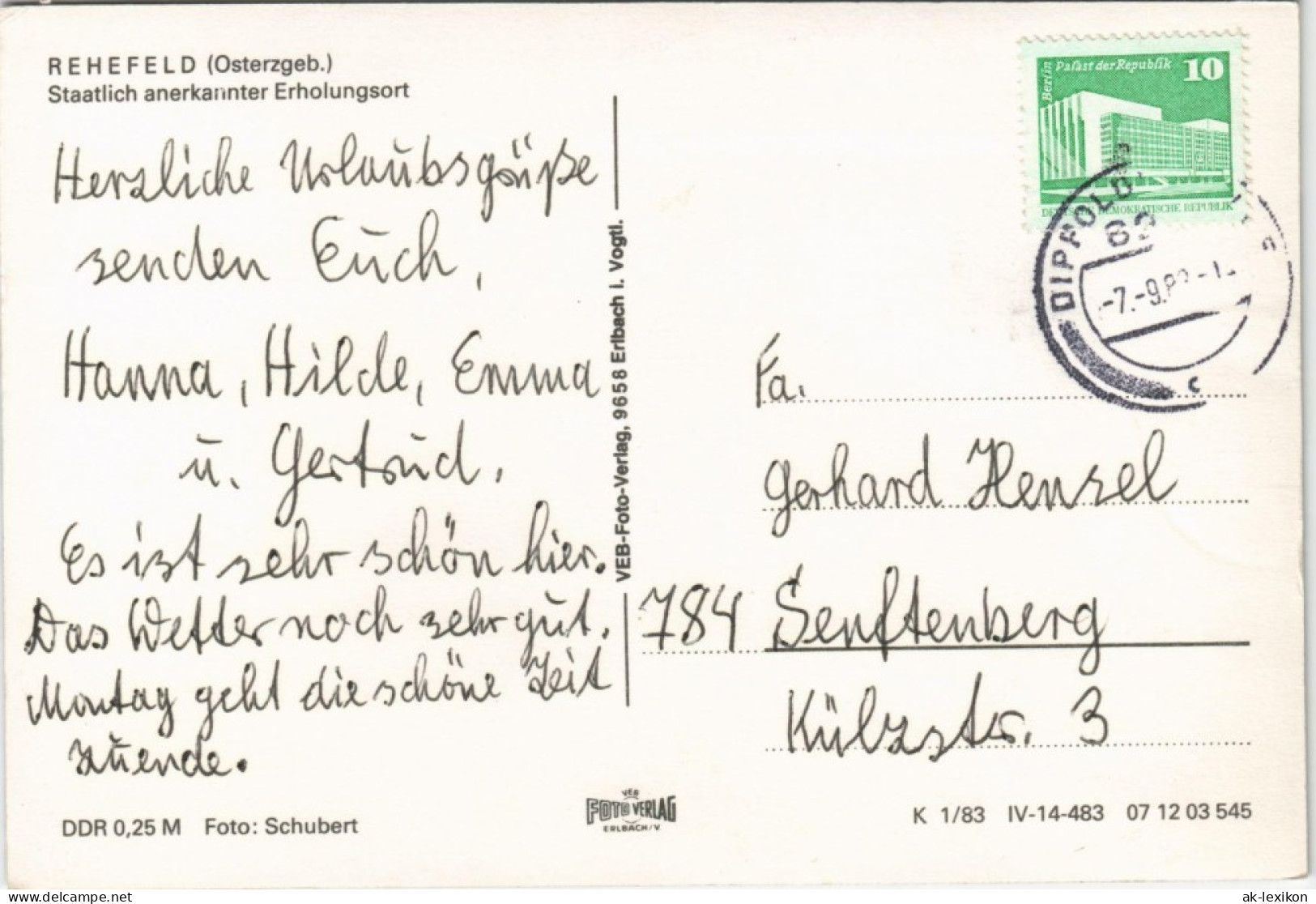 Ansichtskarte Rehefeld-Altenberg (Erzgebirge) Umland 1979/1983 - Rehefeld
