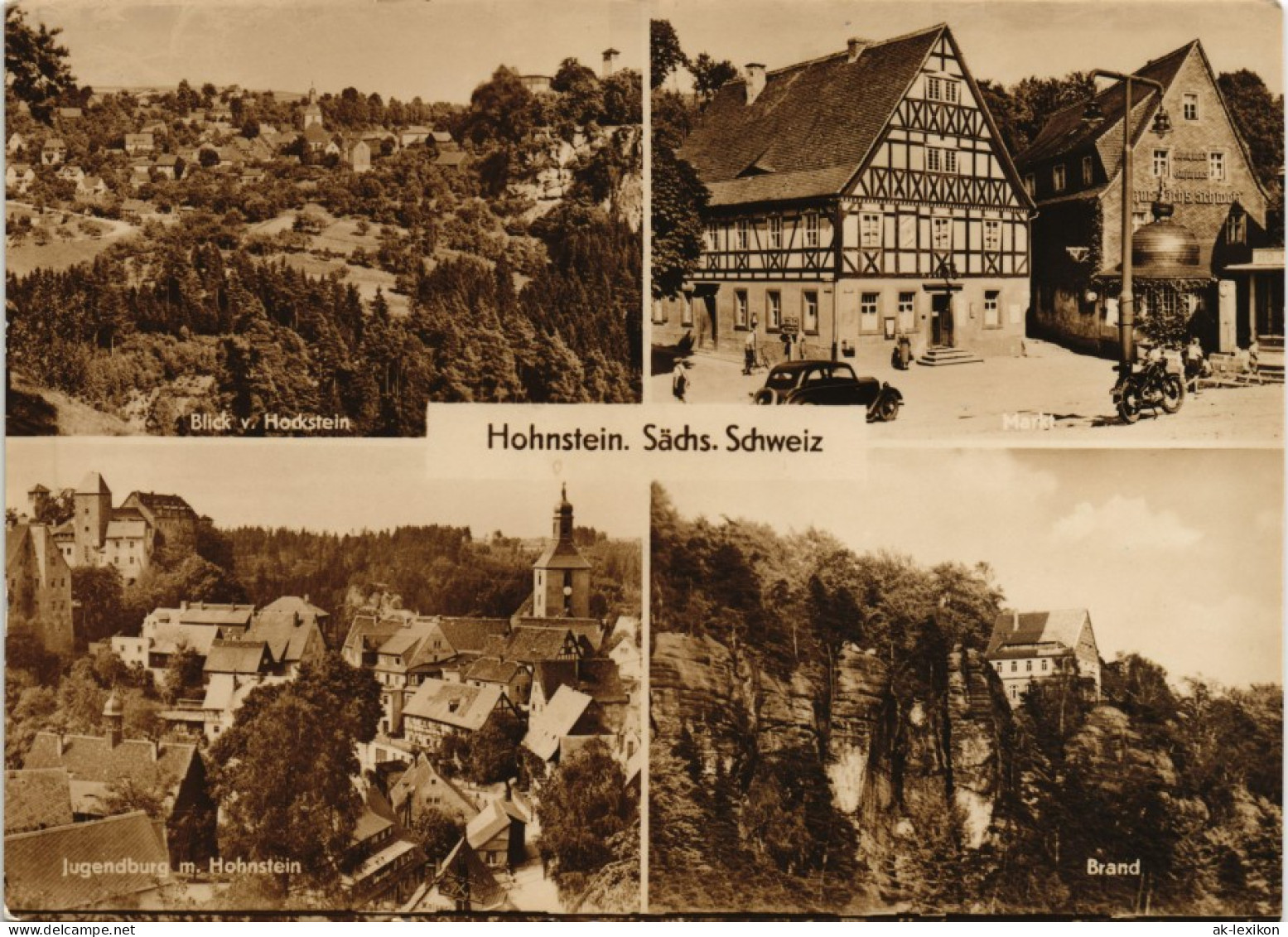 Hohnstein (Sächs. Schweiz) DDR   Markt, Hockstein, Jugendburg, Brand 1960 - Hohnstein (Sächs. Schweiz)