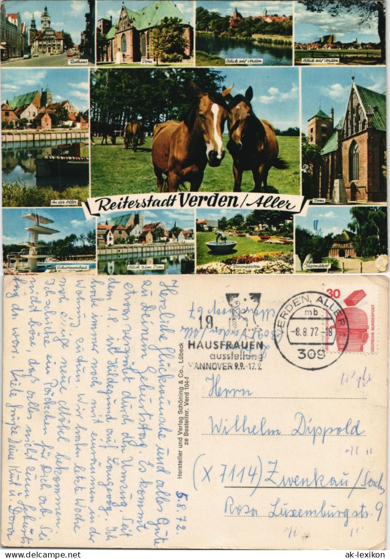 Ansichtskarte Verden (Aller) Mehrbild-AK Ortsansichten & Pferde 1972 - Verden