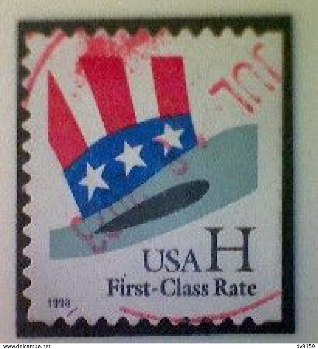 United States, Scott #3268, Used(o),1998, Uncle Sam Hat, (33¢), Black, Red, White, And Blue - Used Stamps