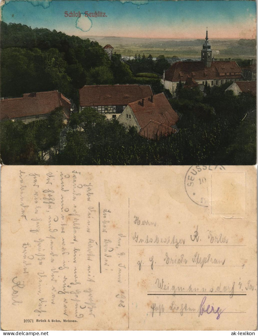 Ansichtskarte Diesbar-Seußlitz-Nünchritz (Elbe) Schloß Coloriert 1912 - Diesbar-Seusslitz