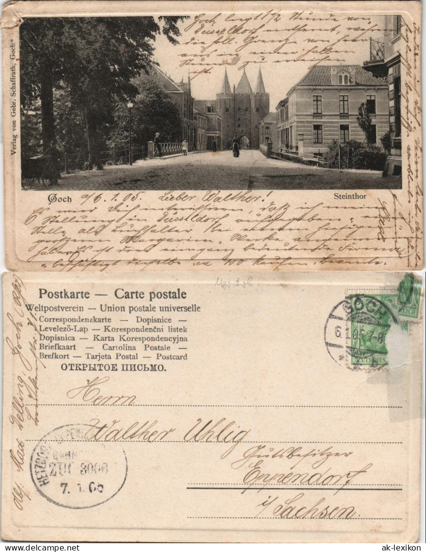 Ansichtskarte Goch Straßenpartie - Steintor 1905 - Goch