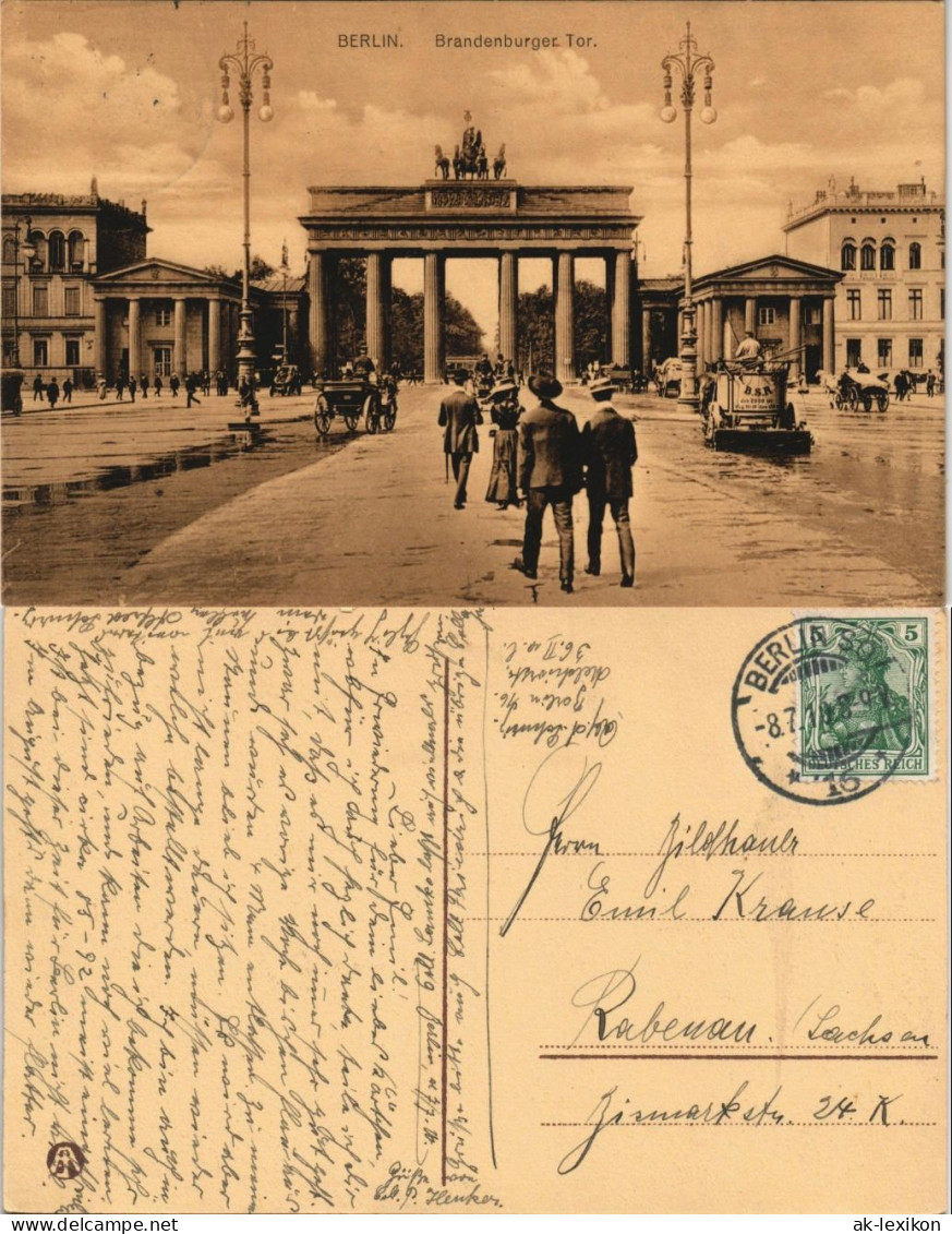 Ansichtskarte Mitte-Berlin Brandenburger Tor, BSR-Stadtreinigung 1910 - Brandenburger Deur