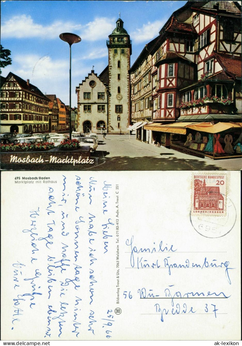 Mosbach (Baden) Rathaus Am Marktplatz, Bekleidungs-Geschäft, Autos 1966 - Mosbach