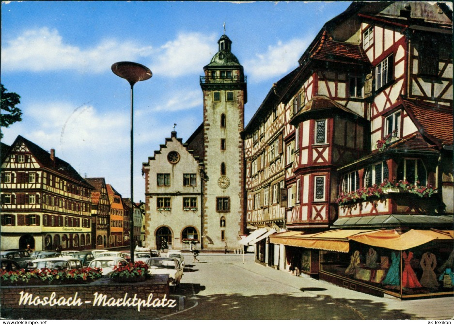 Mosbach (Baden) Rathaus Am Marktplatz, Bekleidungs-Geschäft, Autos 1966 - Mosbach