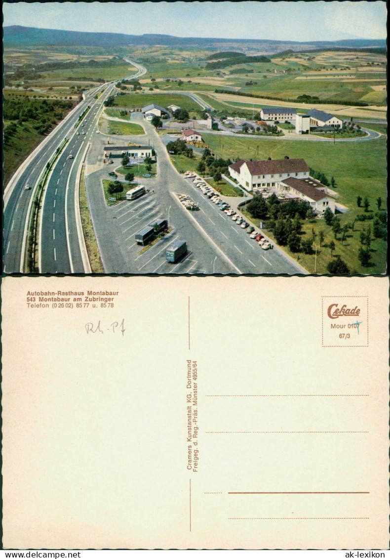 Ansichtskarte Montabaur Autobahn-Rasthaus Am Zubringer, Luftaufnahme 1967 - Montabaur